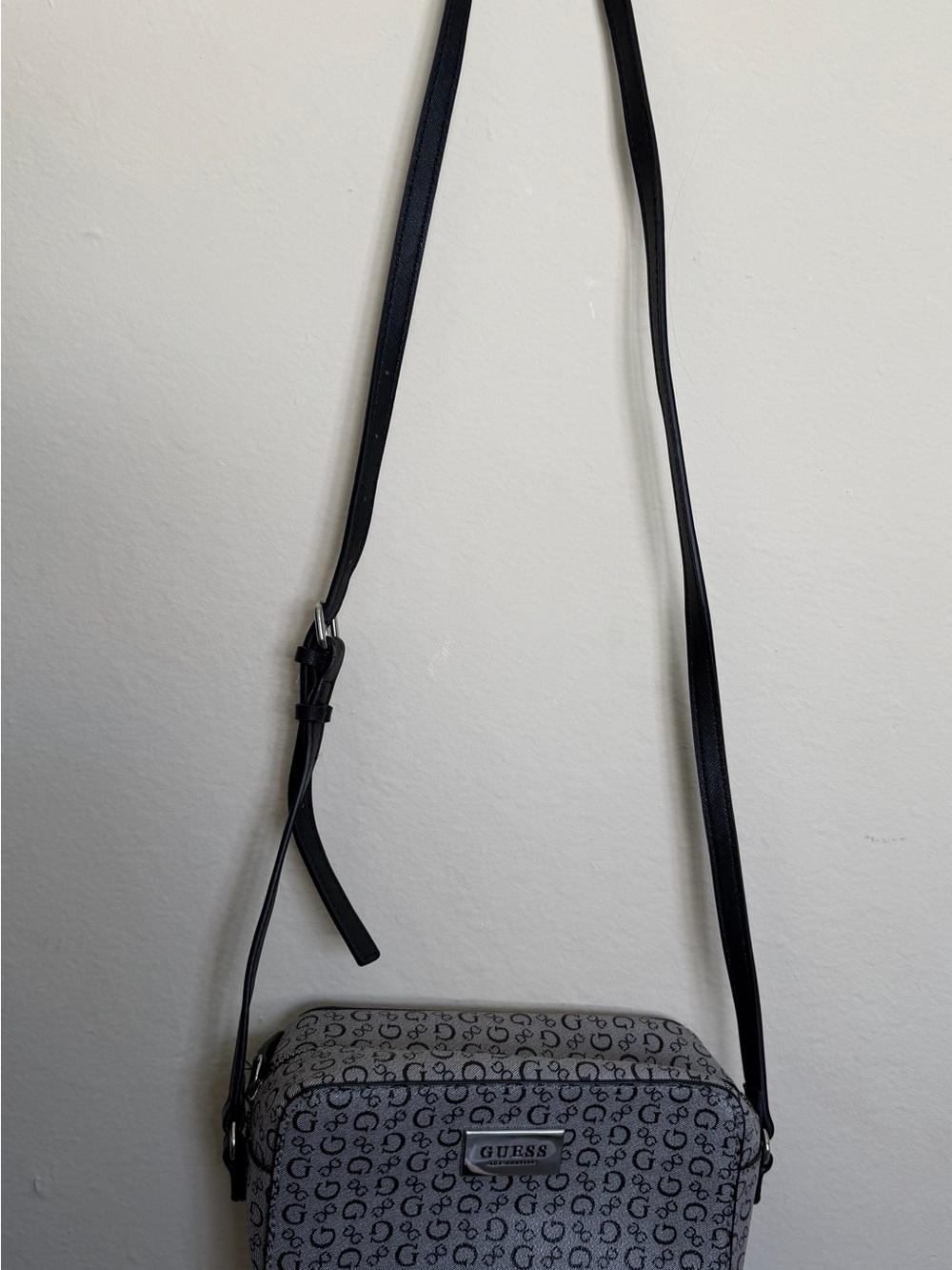 Guess Gray Crossbody Bag with Black Strap